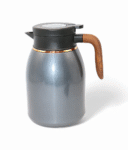 stainless steel vacuum flask grey wooden handle