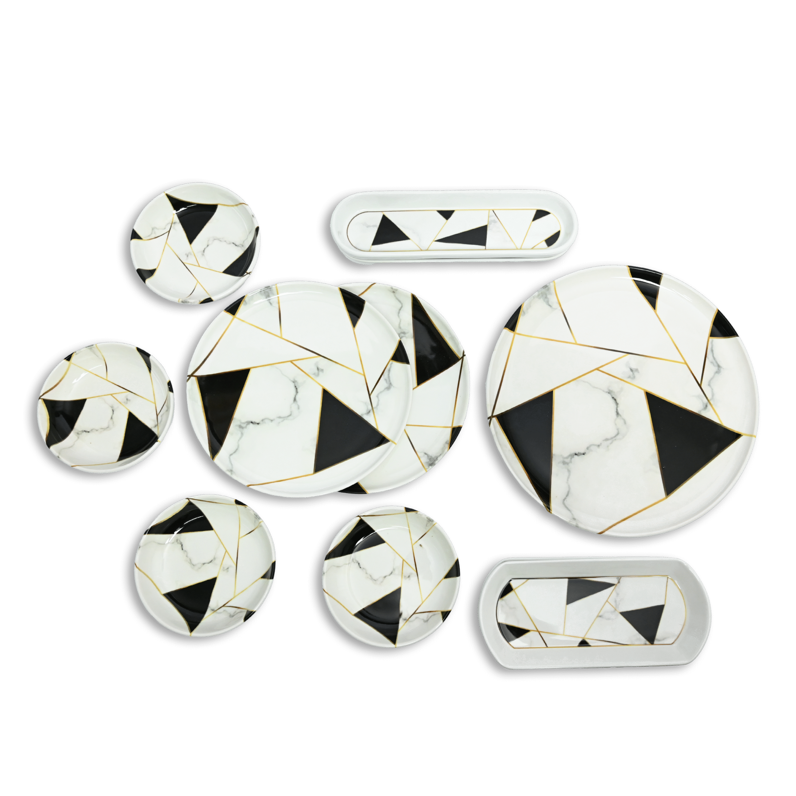 Geometric Ceramic Dinner Set | Premium Tableware Collection | Black & White