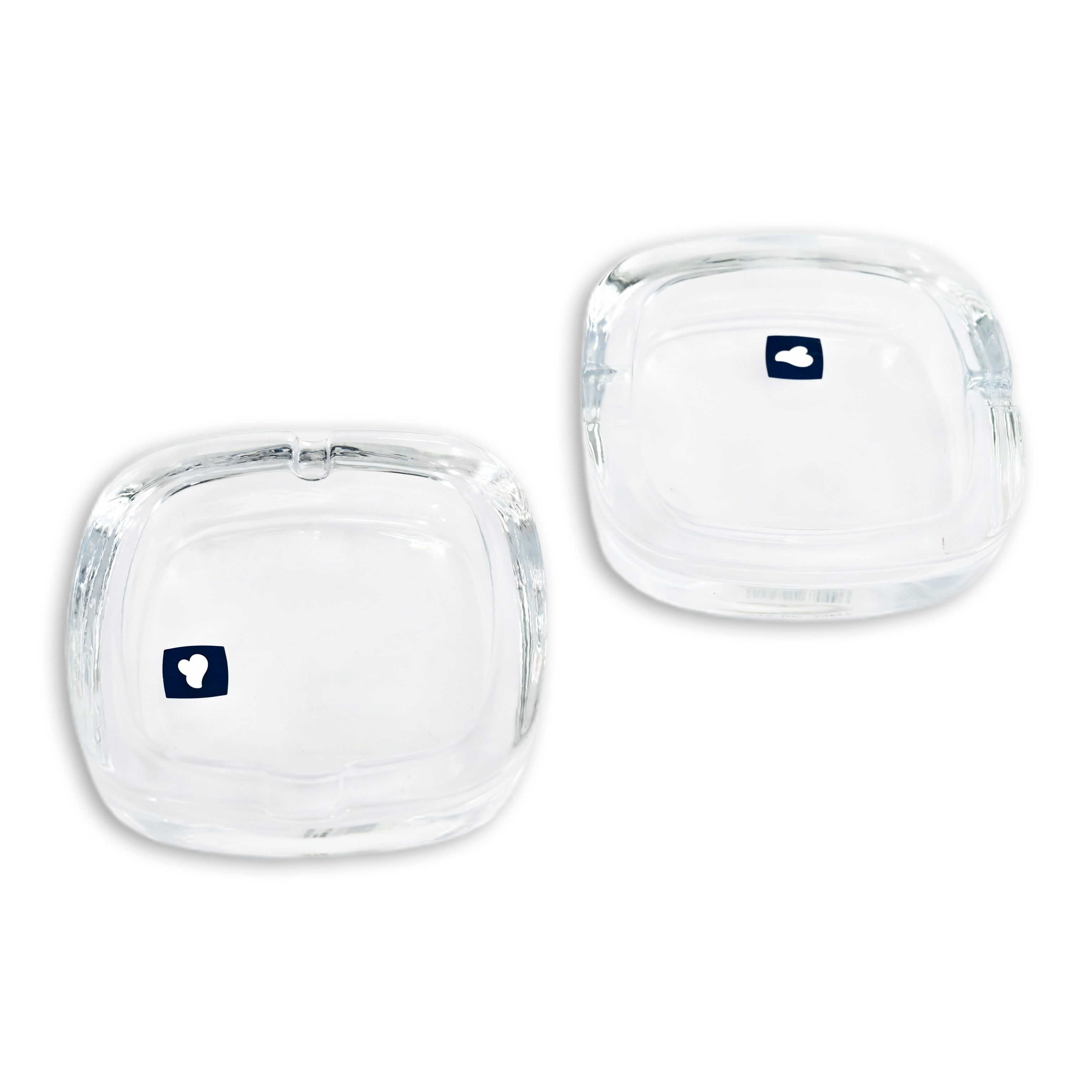 Clear Glass Square Ashtray Heavy Base