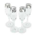 4 Pcs | Elegant Champagne Flute Glass Set with Decorative Rim