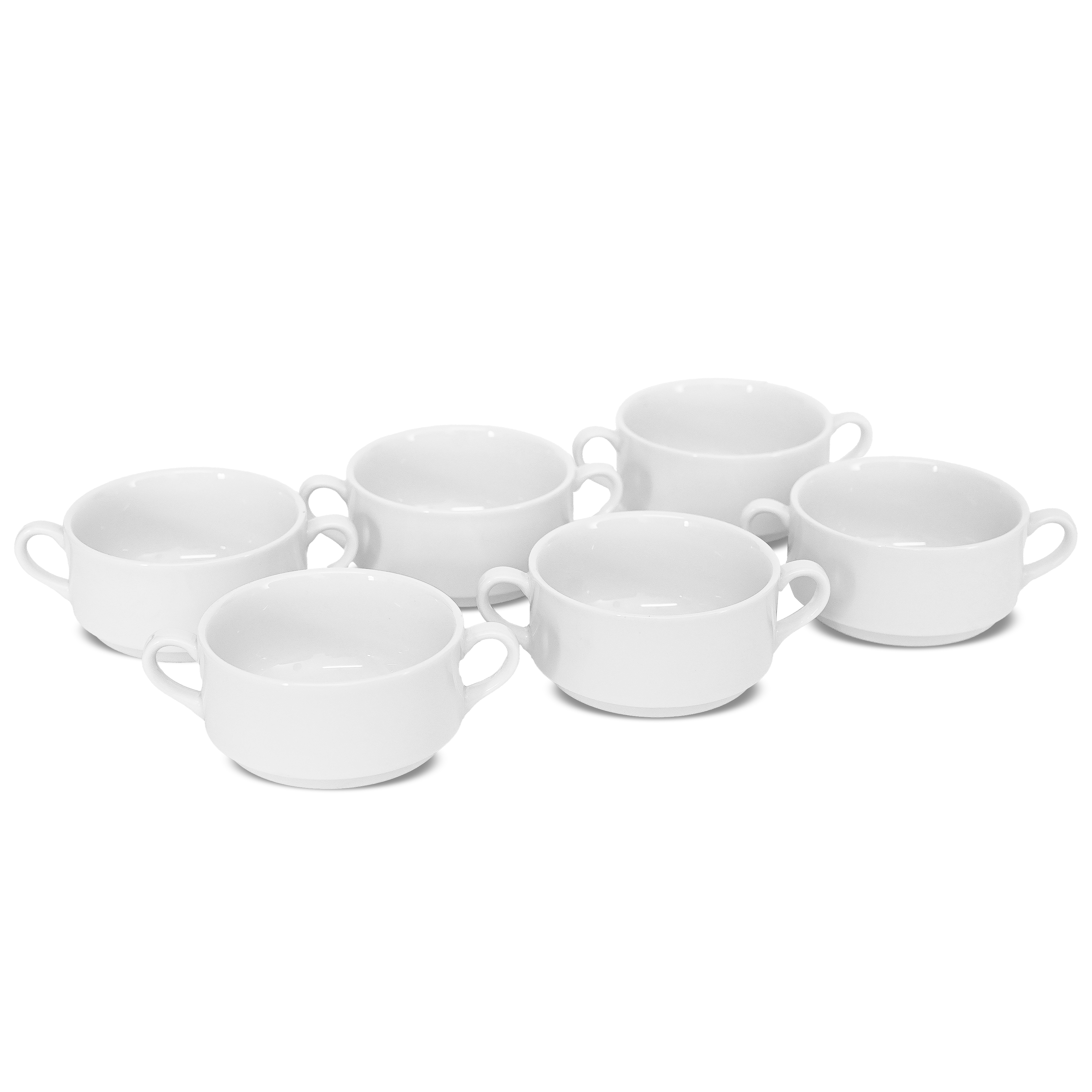 6 Pcs Set | Porcelain Soup Bowl with Handles