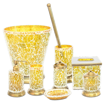 8 Pcs Set | Luxury Gold Mosaic Bathroom Accessories Set