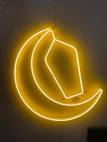 Neon Moon and Lantern LED Wall Light | Hanging Light for Indoor/Outdoor Decoration