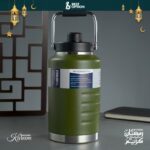 Army Green | 2000 ML Large Insulated Vacuum Thermos Water Bottle | Stainless Steel Hot & Cold Sports Bottle with Handle | Compatible For Camping, Gym