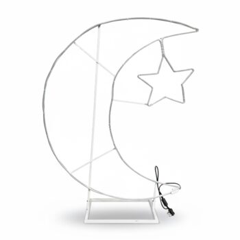 LED Crescent Moon & Star Decorative Light | Ramadan & Eid Indoor/outdoor Display | Warm Electric LED